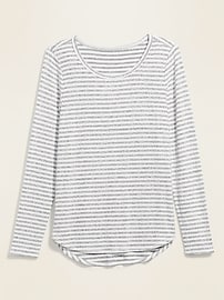 View large product image 3 of 3. Cozy Plush-Knit Striped Long-Sleeve Tee for Women