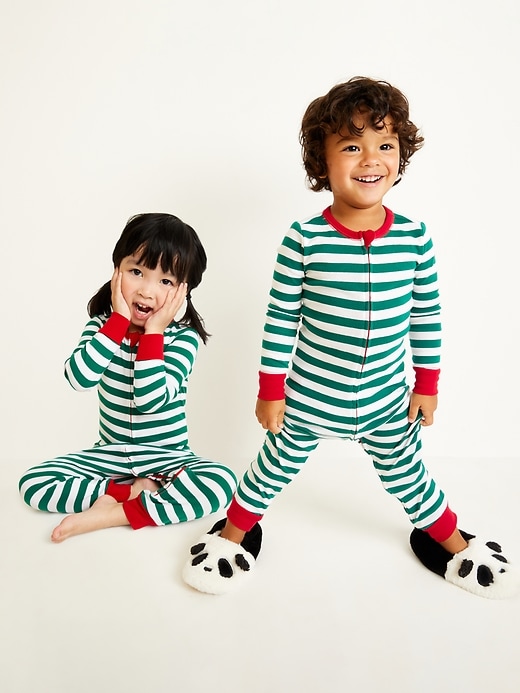 View large product image 1 of 3. Unisex Striped Pajama One-Piece for Toddler & Baby