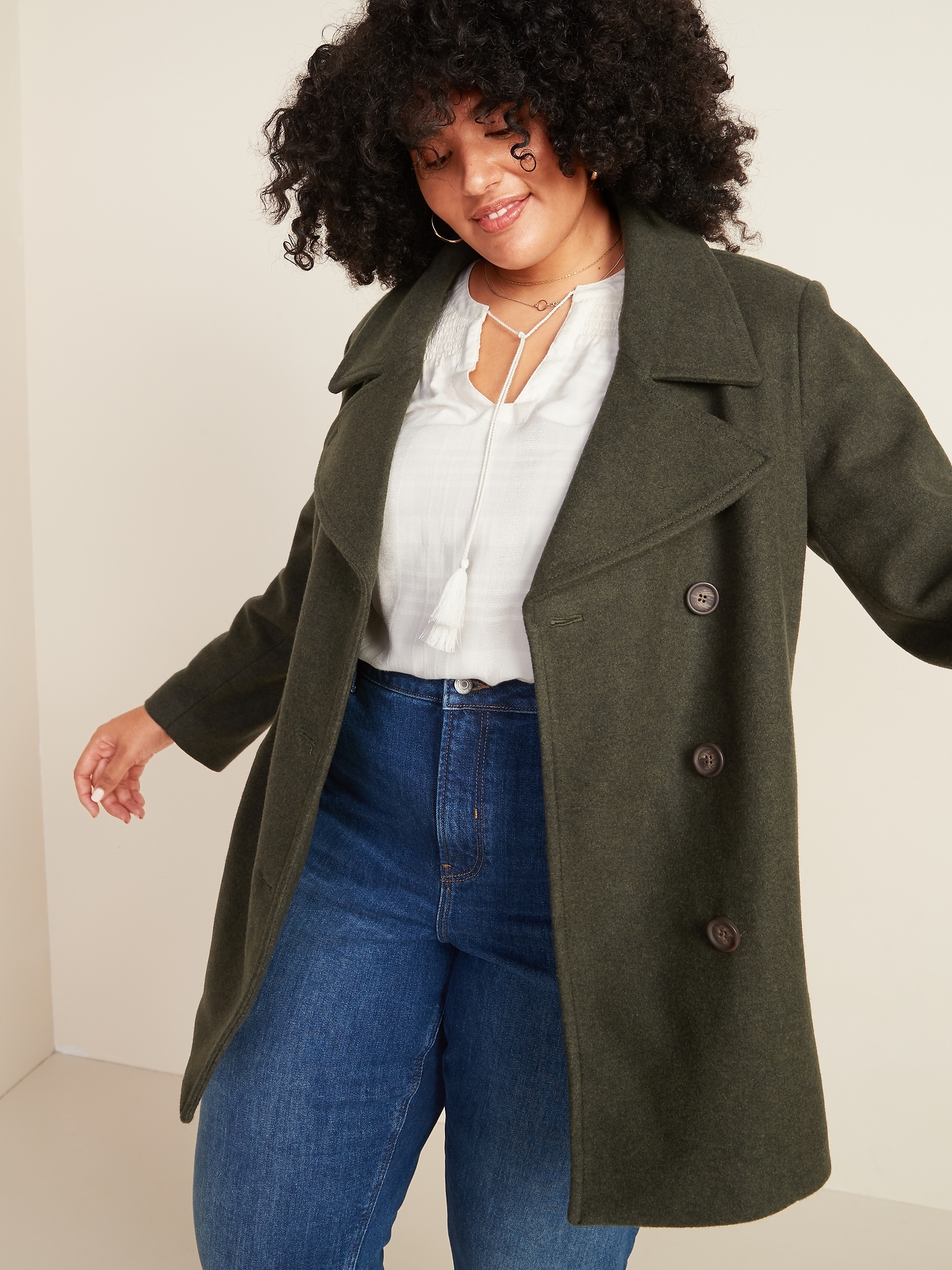 Plus size 2025 peacoat long