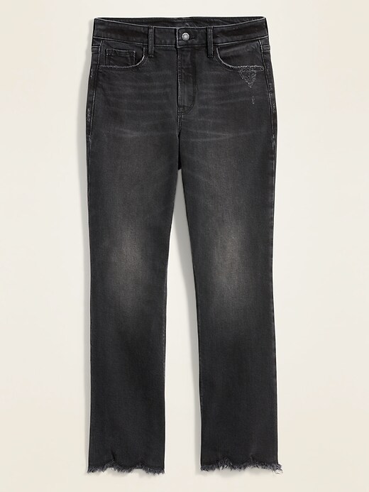 Image number 4 showing, High-Waisted Flare Black Cut-Off Ankle Jeans for Women