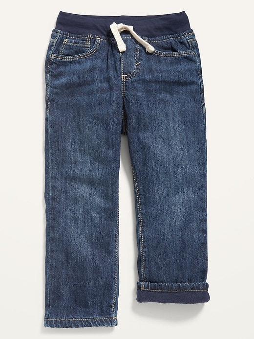 View large product image 1 of 2. Cozy-Lined Rib-Knit-Waist Jeans for Toddler Boys