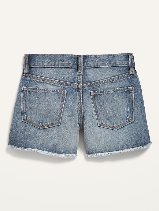 View large product image 2 of 2. High-Waisted Button-Fly Distressed Frayed-Hem Jean Shorts for Girls
