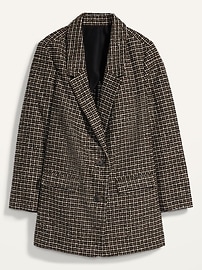View large product image 3 of 3. Oversized Textured Check-Pattern Plus-Size Blazer Jacket