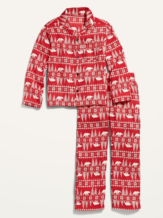 View large product image 2 of 3. Patterned Gender-Neutral Flannel Pajama Set For Kids
