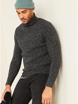 Roll Neck Cotton Sweater in Classic Navy