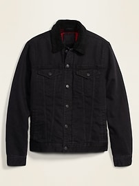 View large product image 3 of 3. Sherpa-Lined Black Jean Jacket