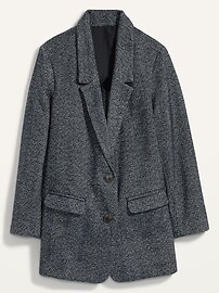 View large product image 3 of 3. Oversized Soft-Brushed Tweed Plus-Size Blazer Jacket