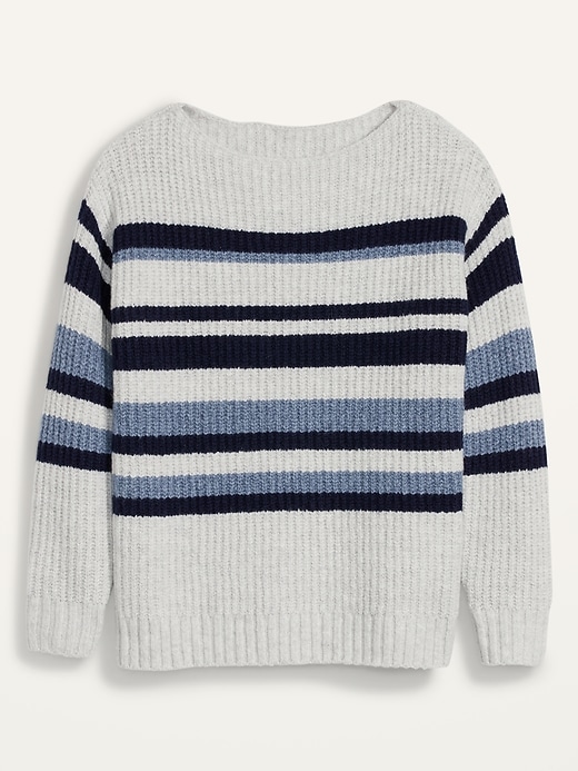 View large product image 1 of 1. Slouchy Cozy Striped Plus-Size Boat-Neck Sweater