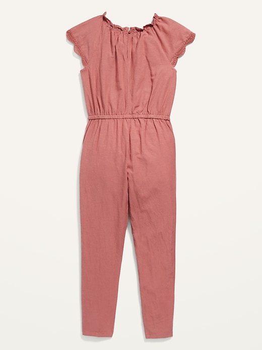 View large product image 2 of 2. Tassel-Tie Short-Sleeve Jumpsuit for Girls