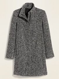 View large product image 3 of 3. Oversized Soft-Brushed Textured Funnel-Neck Coat for Women