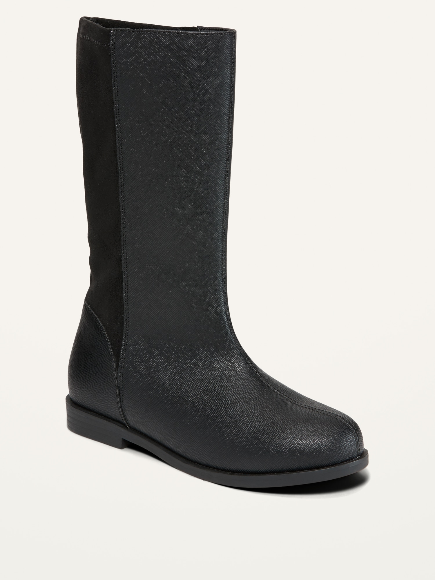 Mixed-Fabric Tall Boots for Girls