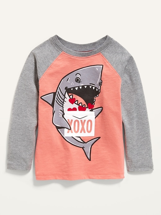 View large product image 1 of 2. Unisex Valentine-Graphic Raglan Tee for Toddler