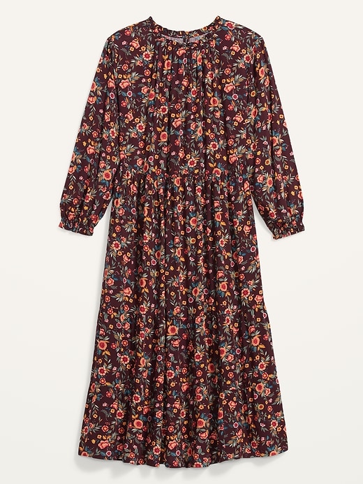 View large product image 2 of 2. Floral-Print Tiered Plus-Size Midi Swing Dress