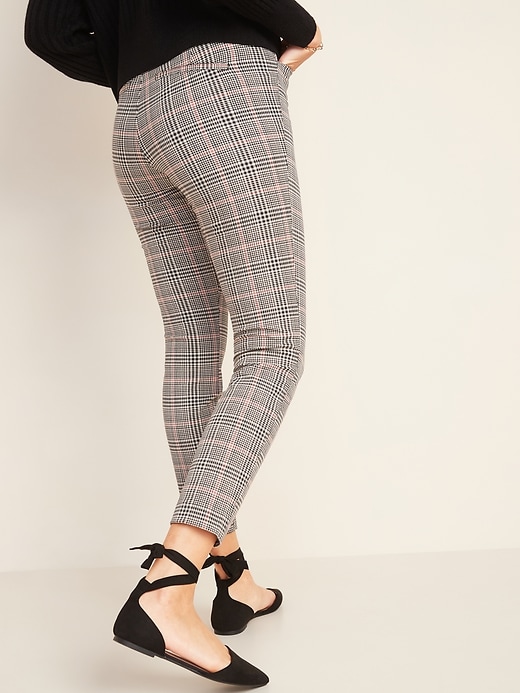 High-Waisted Windowpane-Plaid Pixie Skinny Ankle Pants for Women