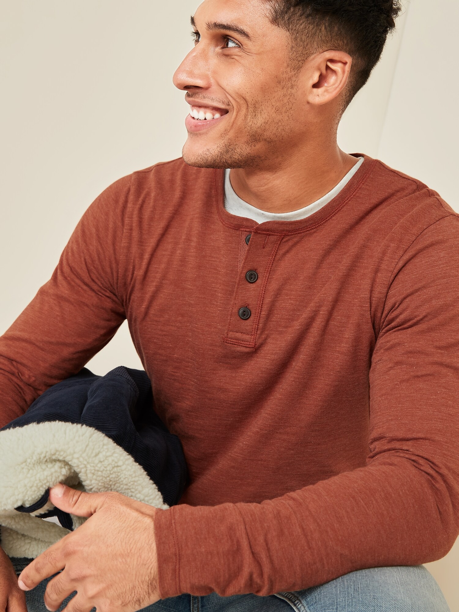 Soft-Washed Long-Sleeve Henley T-Shirt