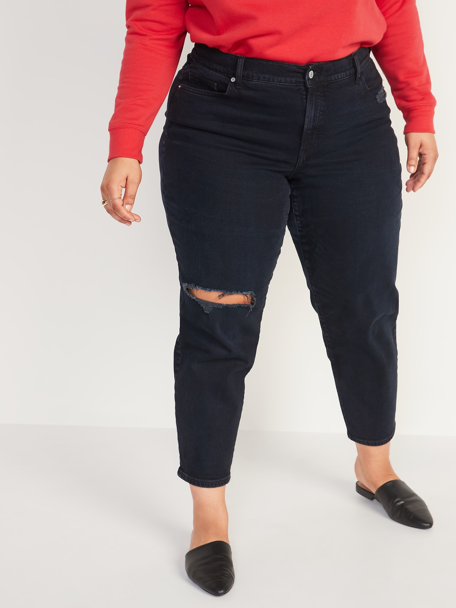 High-Waisted Secret-Smooth Pockets O.G. Straight Plus-Size Ripped