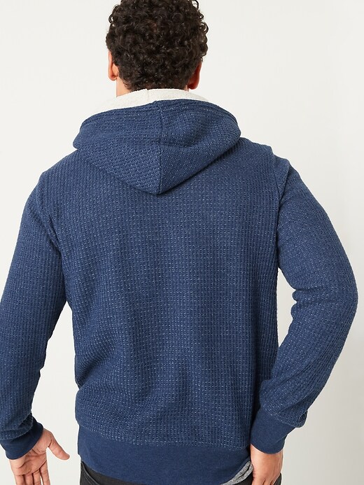 Image number 2 showing, Cozy Sherpa-Lined Thermal-Knit Pullover Hoodie