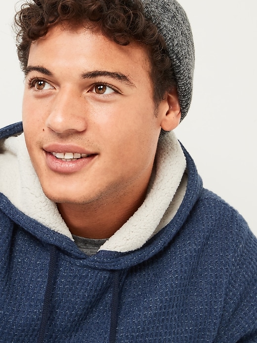Image number 3 showing, Cozy Sherpa-Lined Thermal-Knit Pullover Hoodie