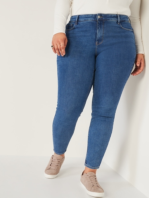 Image number 1 showing, High-Waisted Secret-Slim Pockets Rockstar Super Skinny Plus-Size Jeans