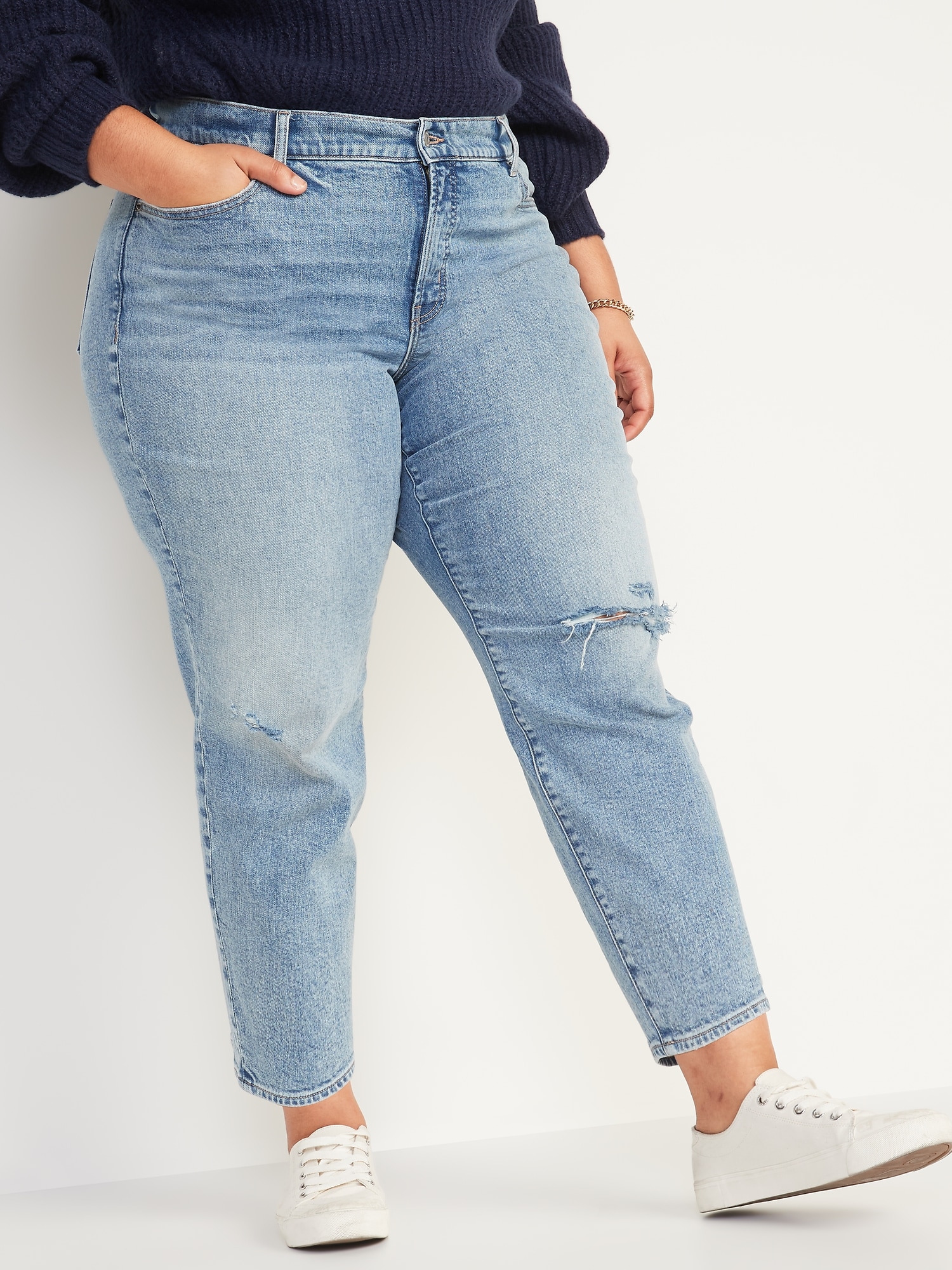 High Waisted Secret Slim Pockets O.G. Straight Plus Size Ripped