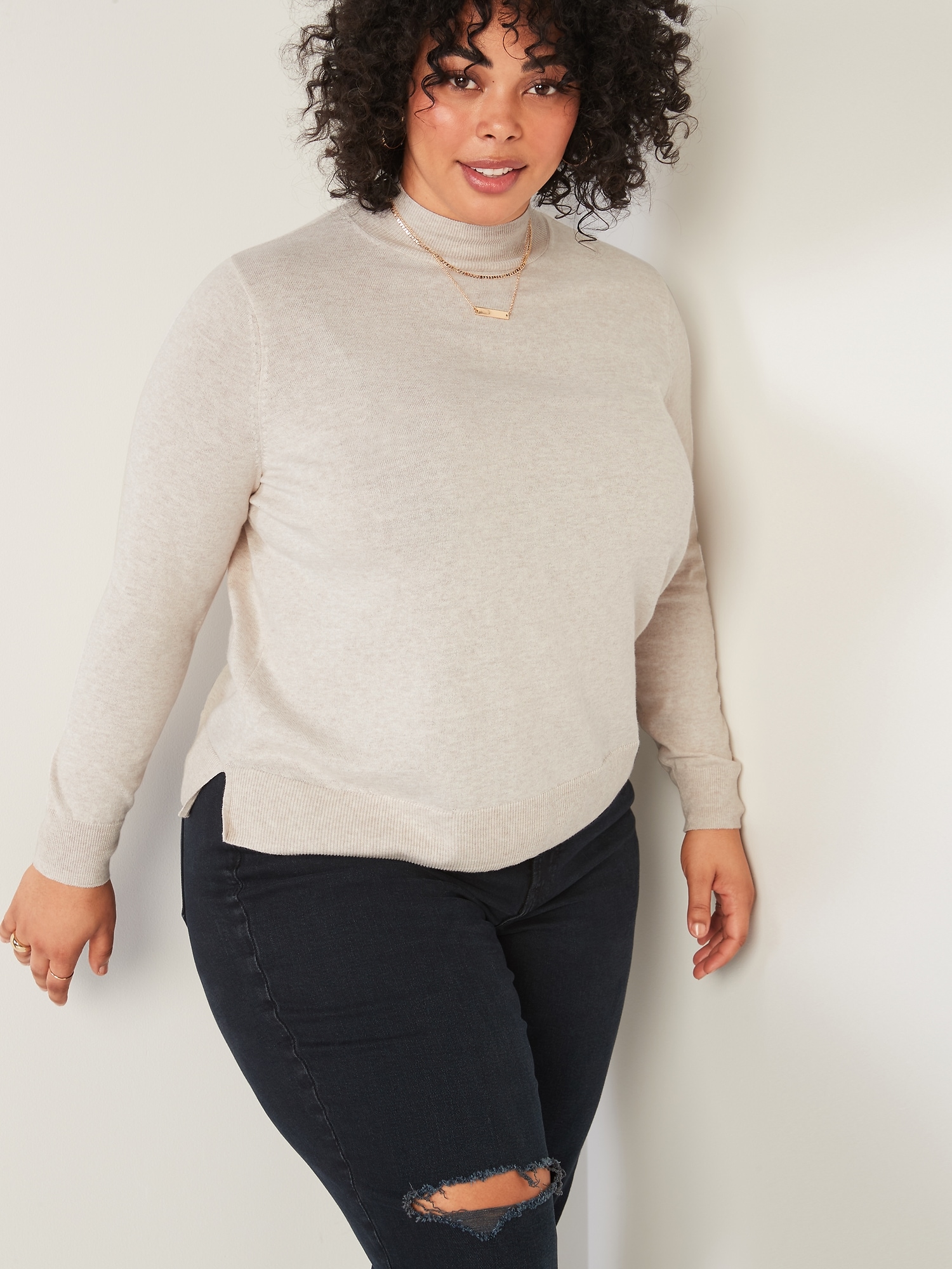 Relaxed Mock-Neck Plus-Size Sweater | Old Navy