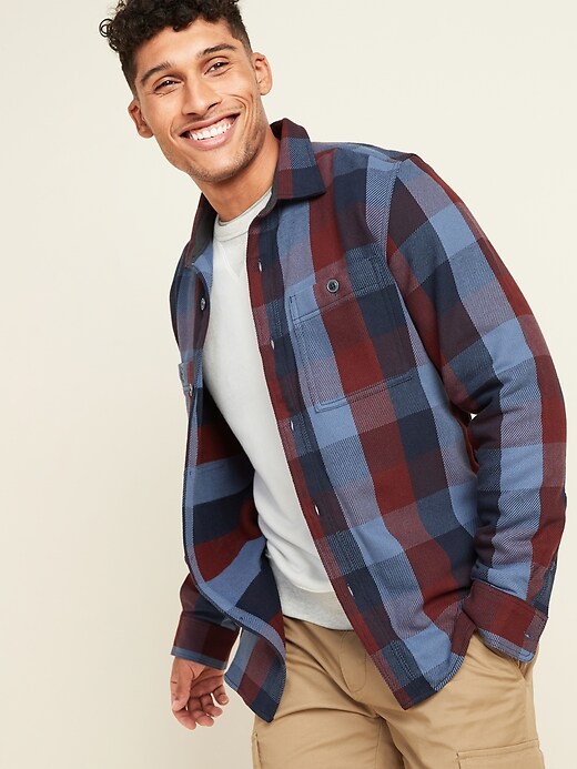 View large product image 1 of 2. Regular-Fit Plaid Twill Shirt Jacket