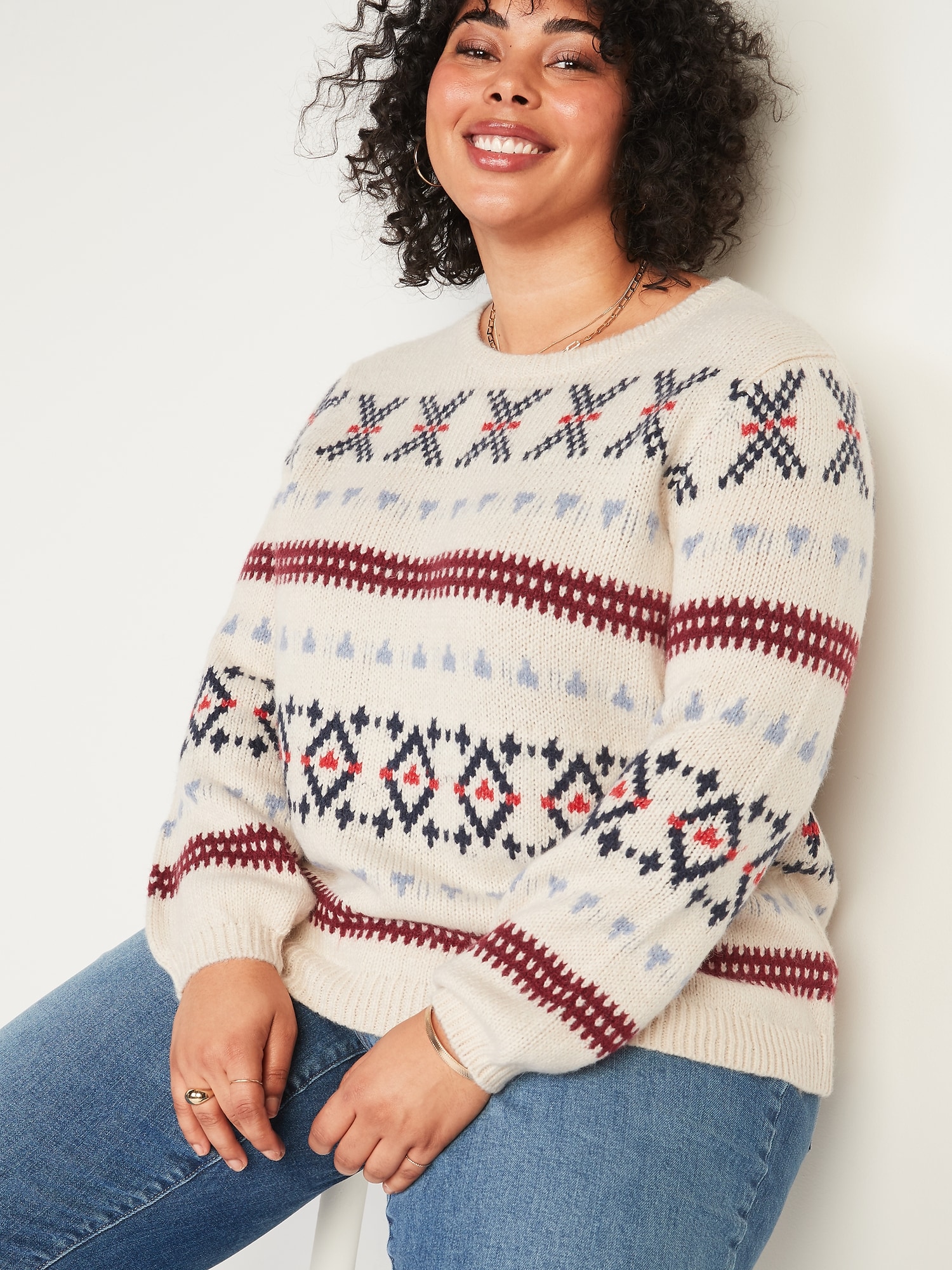 Fair Isle Blouson-Sleeve Plus-Size Sweater | Old Navy