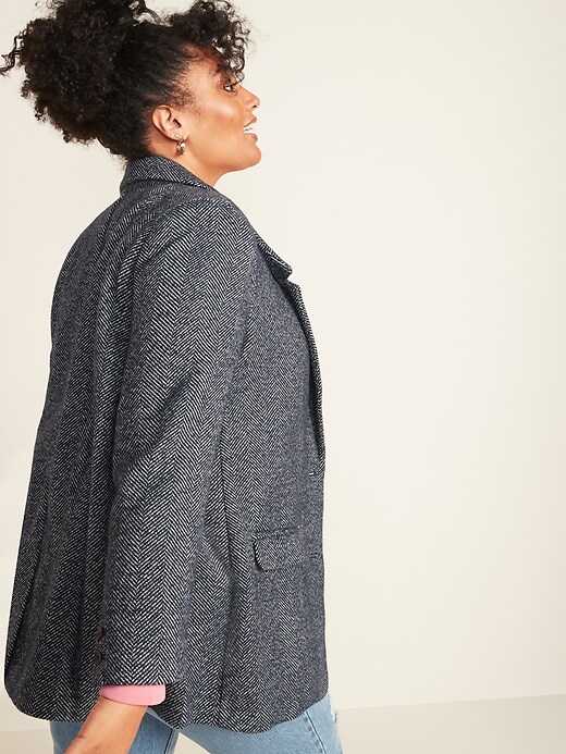 View large product image 2 of 3. Oversized Soft-Brushed Tweed Plus-Size Blazer Jacket