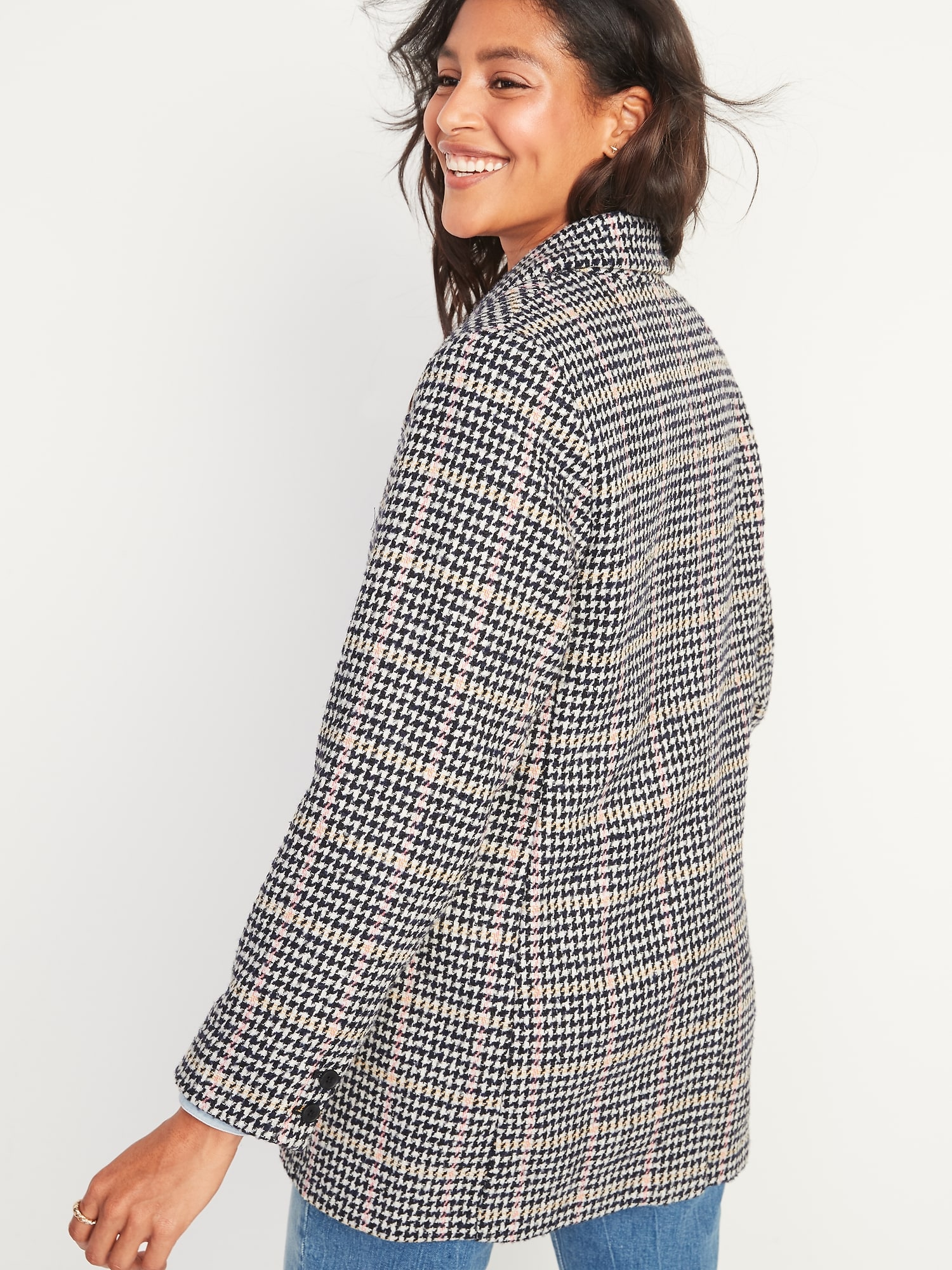 Oversized Soft-Brushed Patterned Blazer Jacket for Women | Old Navy