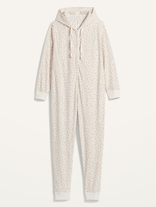 Voir une image plus grande du produit 2 de 2. Pyjama une-pièce à capuchon en micromolleton Performance Fleece à motifs, taille forte