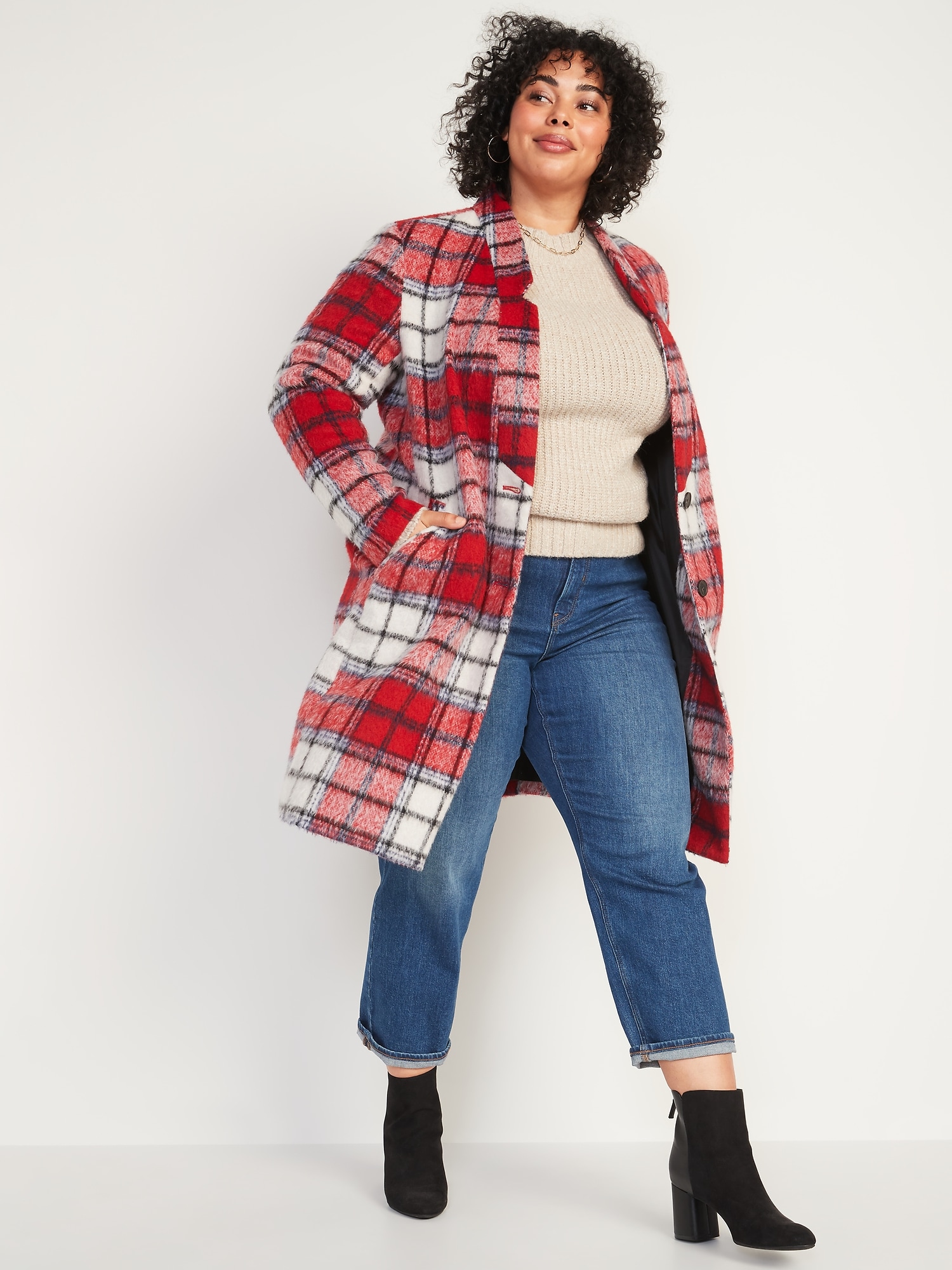 Plaid plus clearance size jacket