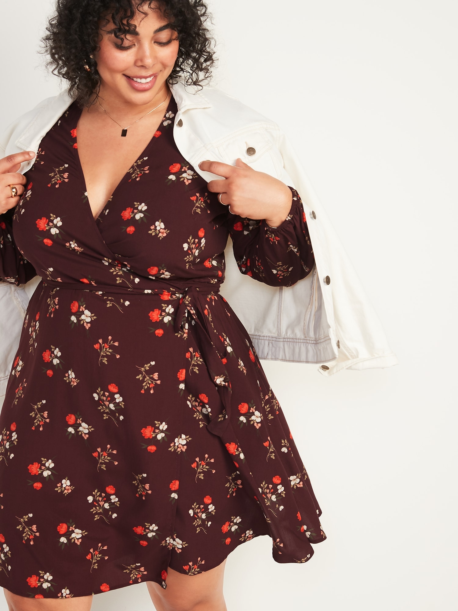 Plus size wrap on sale dress