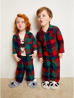 red and black plaid baby pajamas