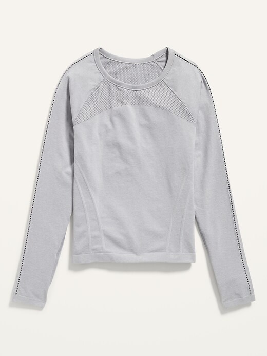 View large product image 1 of 1. Fitted Go-Dry Long-Sleeve Seamless Tee for Girls