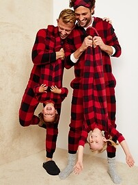 View large product image 4 of 4. Unisex Micro Fleece Plaid Footie Pajama One-Piece for Toddler & Baby