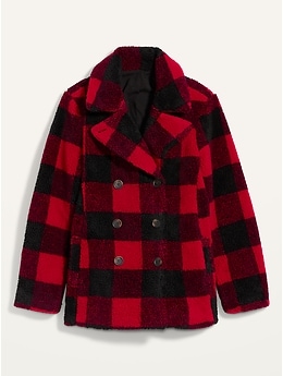 Plaid hot sale peacoat womens