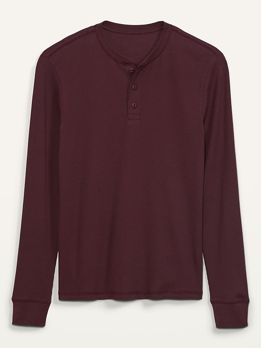 View large product image 2 of 2. Soft-Washed Thermal-Knit Long-Sleeve Henley Tee