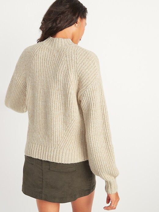 Image number 2 showing, Cozy Shaker-Stitch Mock-Neck Sweater for Women