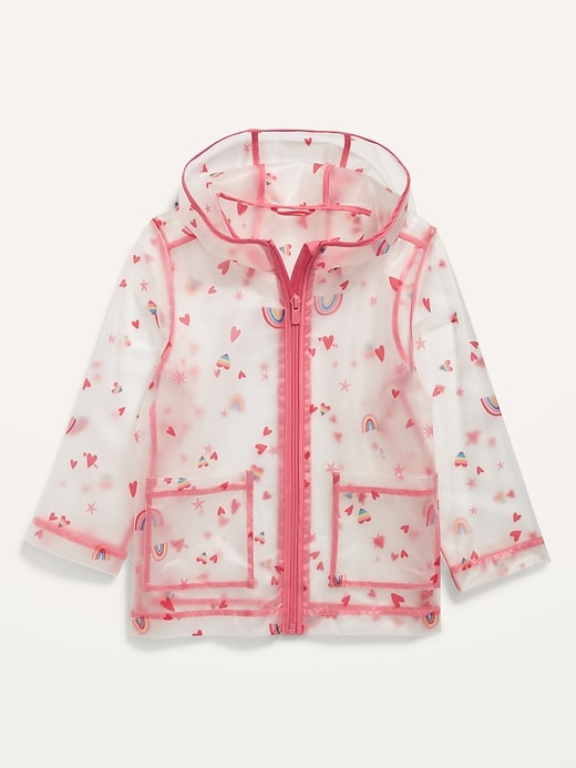 Voir une image plus grande du produit 1 de 2. Imperméable translucide avec imprimé de la St-Valentin à capuchon pour Toute-petite fille