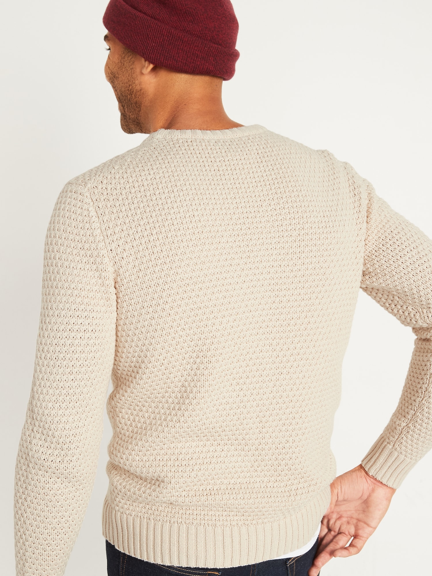 Textured Cable-Knit Crew-Neck Sweater for Men | Old Navy