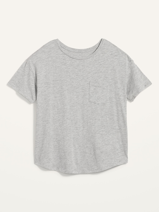 Voir une image plus grande du produit 2 de 2. T-shirt à poche rayé ample décontracté en fil flammé pour femme