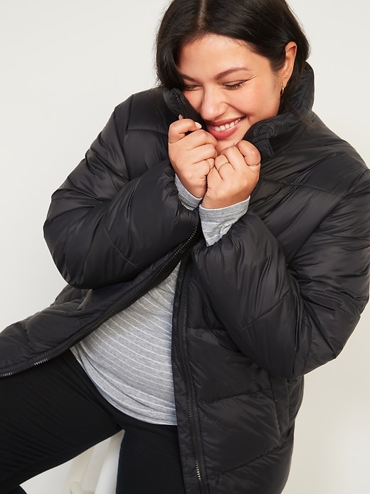 Black puffer jacket plus size best sale