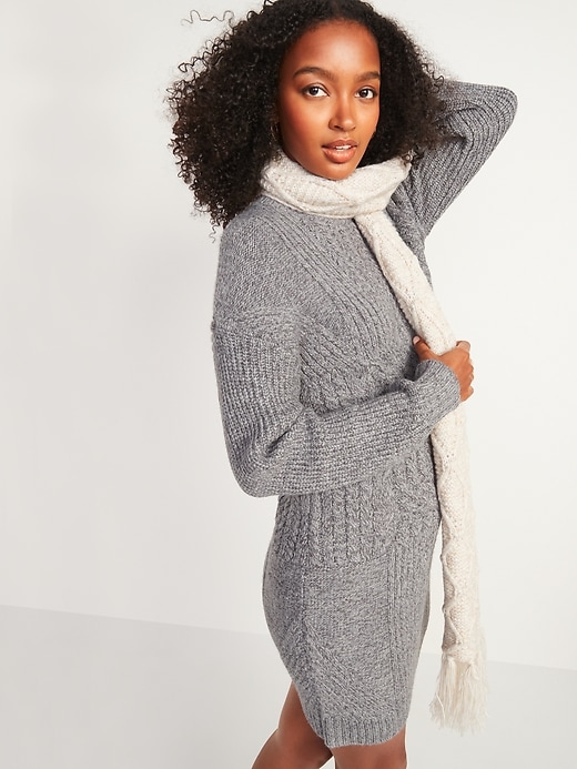 Image number 1 showing, Variegated-Knit Mock-Neck Sweater Dress for Women