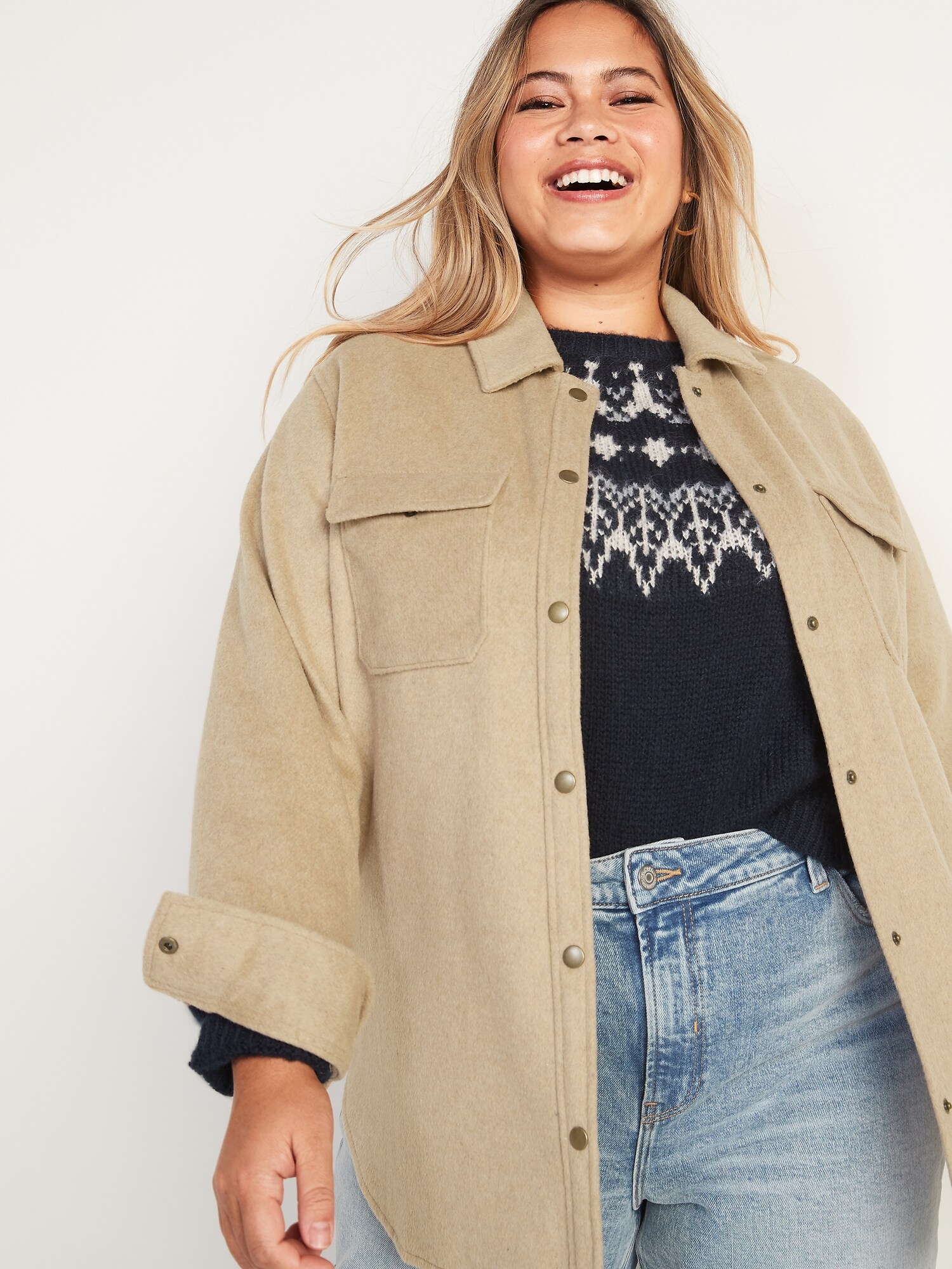 Plus size shirt best sale jacket