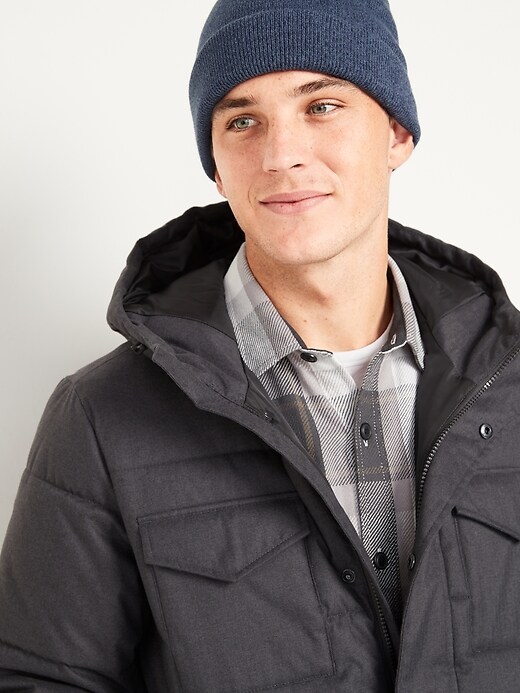 Image number 3 showing, Textured Hooded Utility Puffer Jacket