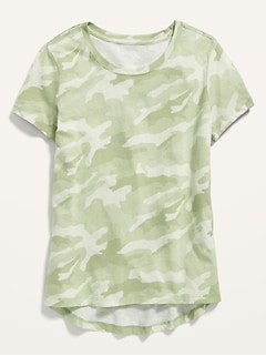 T-shirt le plus doux à encolure échancrée et imprimé camouflage pour fille