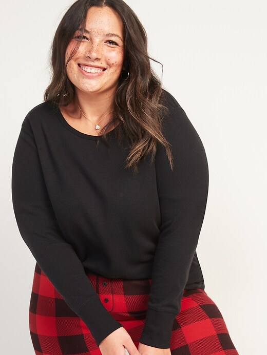 Image number 1 showing, Thermal-Knit Plus-Size Long-Sleeve Tee