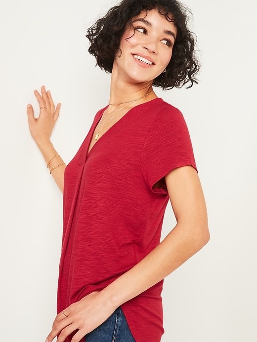 Image number 1 showing, Loose Luxe V-Neck Tunic T-Shirt for Women