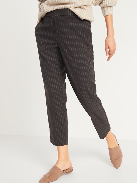 View large product image 1 of 3. Mid-Rise Straight Plaid Pull-On Ankle Pants
