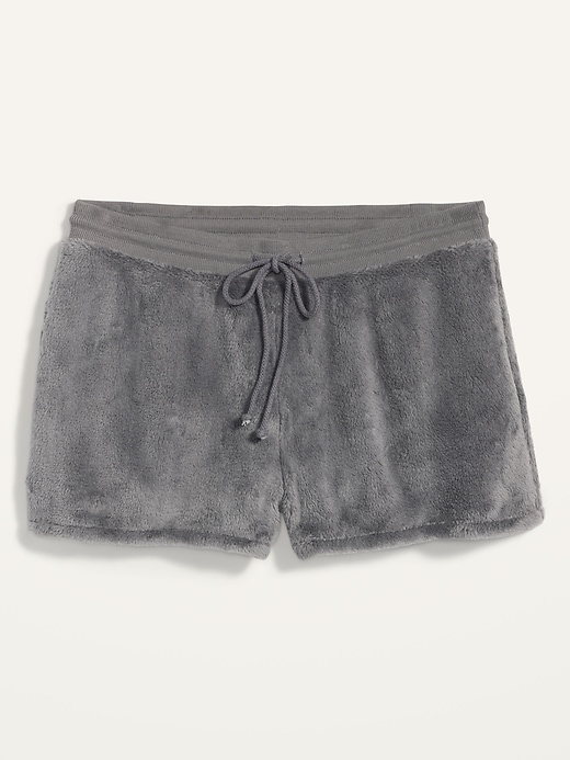View large product image 2 of 2. Cozy Faux-Fur Sherpa Lounge Shorts -- 3-inch inseam